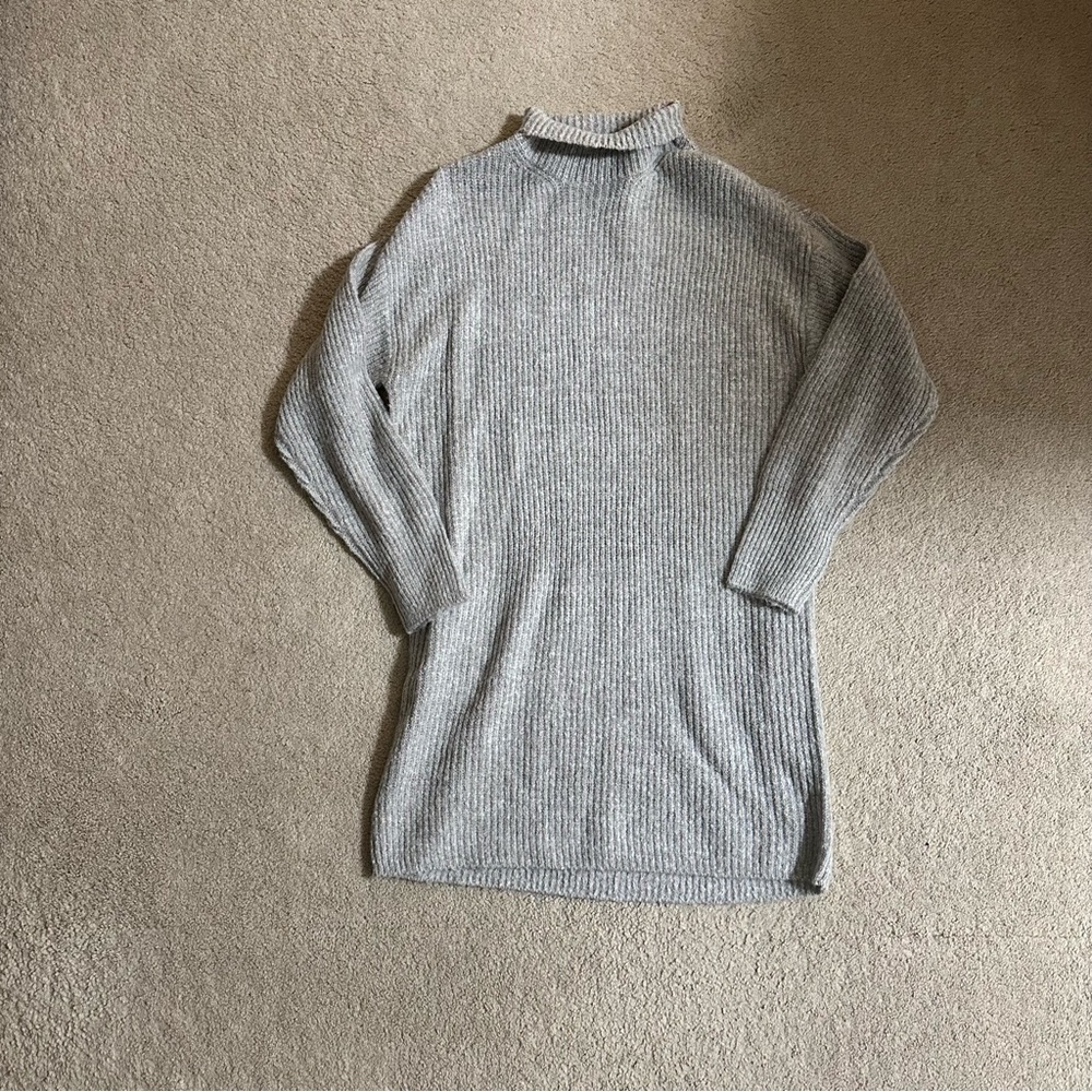 Garage Gray Ribbed Knit Sweater Dress NWOT M